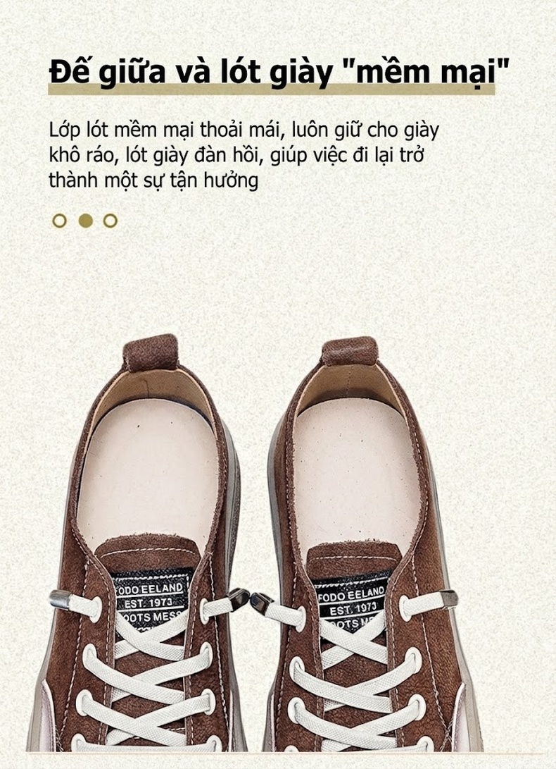 Giày Bệt Nữ Da Bò Cổ Thấp Có Dây Chiều Cao Đế Khoảng 2cm Màu Nâu, Đỏ, Kem chi tiết 5