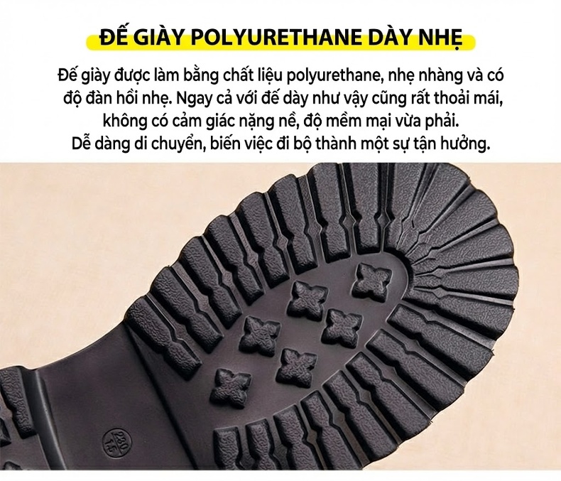 Giày Boot Cao Cổ Nữ Lưới Lỗ Chiều Cao Đế Khoảng 5cm Màu Be, Đen chi tiết 9