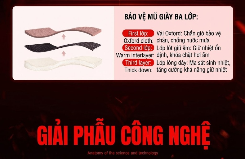 Giày Boot Đi Tuyết Cổ Cao Nam Nữ Lót Lông Dày Dặn Chống Thấm Nước Chống Trượt Đế Cao 3cm chi tiết 11