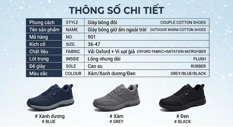 Giày Boot Đi Tuyết Cổ Cao Nam Nữ Lót Lông Dày Dặn Chống Thấm Nước Chống Trượt Đế Cao 3cm chi tiết 64