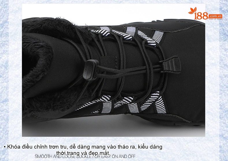 Giày Boot Đi Tuyết Cổ Cao Nam Nữ Lót Lông Dày Dặn Chống Thấm Nước Chống Trượt Đế Cao 3cm chi tiết 17