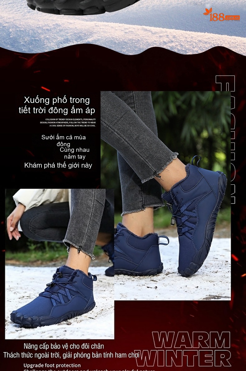 Giày Boot Đi Tuyết Cổ Cao Nam Nữ Lót Lông Dày Dặn Chống Thấm Nước Chống Trượt Đế Cao 3cm chi tiết 52