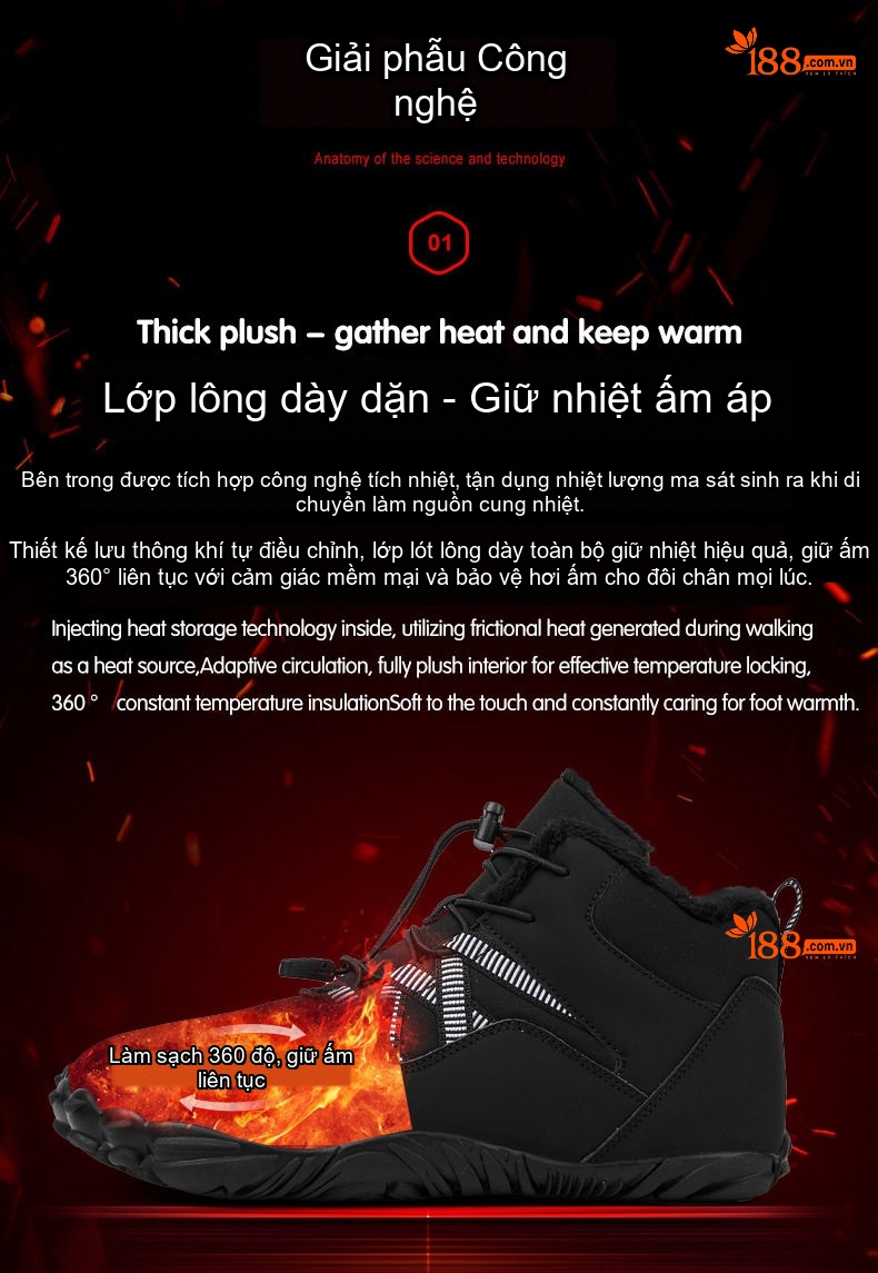 Giày Boot Đi Tuyết Cổ Cao Nam Nữ Lót Lông Dày Dặn Chống Thấm Nước Chống Trượt Đế Cao 3cm chi tiết 59