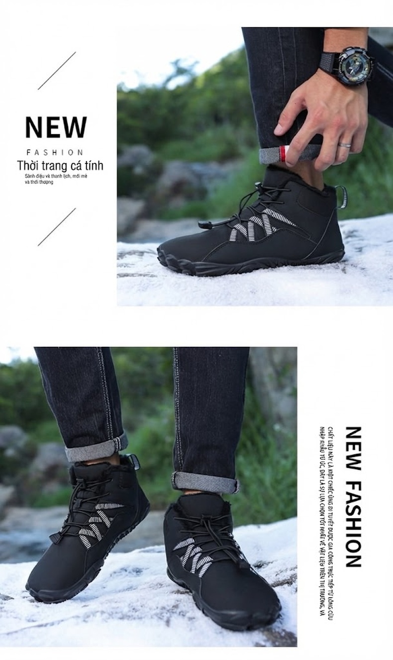 Giày Boot Đi Tuyết Cổ Cao Nam Nữ Lót Lông Dày Dặn Chống Thấm Nước Chống Trượt Đế Cao 3cm chi tiết 22