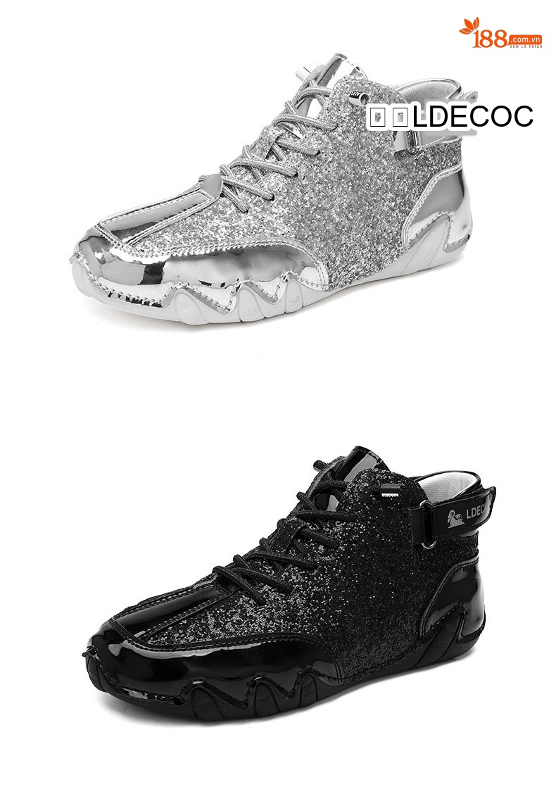 Giày Boot Martin Cao Cổ Unisex Bề Mặt Da Bóng Chiều Cao Đế Khoảng 3cm Màu Vàng, Bạc, Đen chi tiết 40