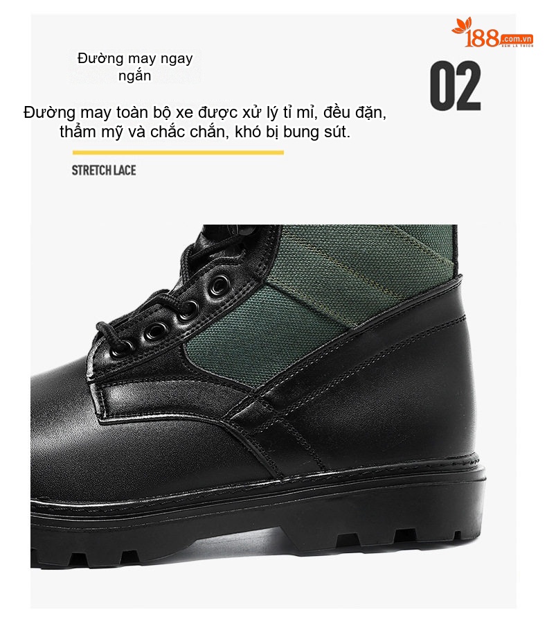 Giày Boot Martin Cổ Cao Nam Da Thật Chiều Cao Đế Khoảng 3cm Màu Đen chi tiết 4