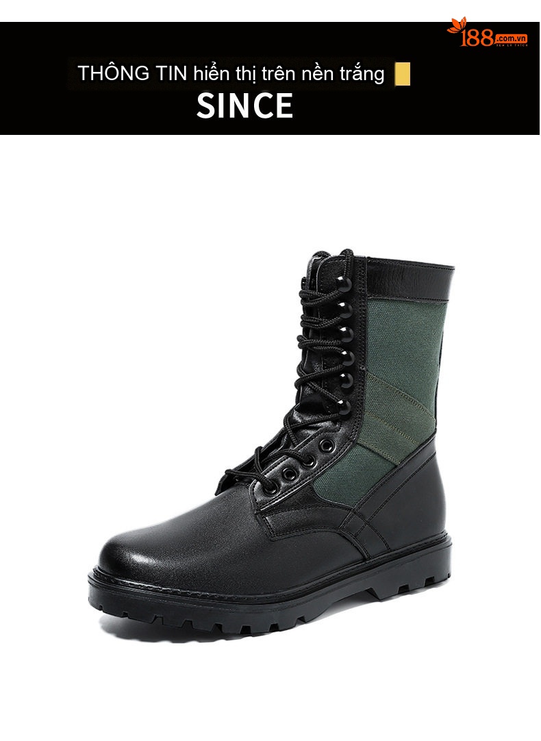 Giày Boot Martin Cổ Cao Nam Da Thật Chiều Cao Đế Khoảng 3cm Màu Đen chi tiết 17