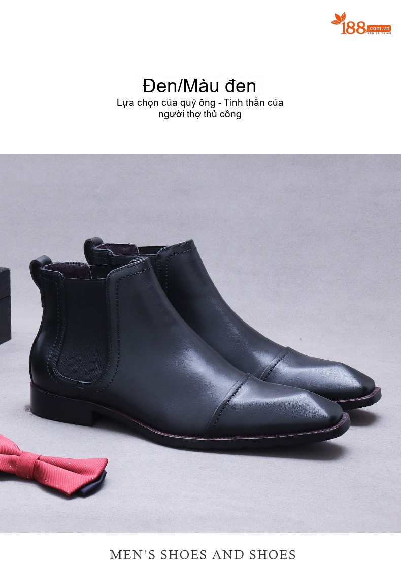 Giày Boot Martin Nam Da Bò Cao Cổ Chiều Cao Đế Khoảng 3cm Màu Đen, Nâu chi tiết 10