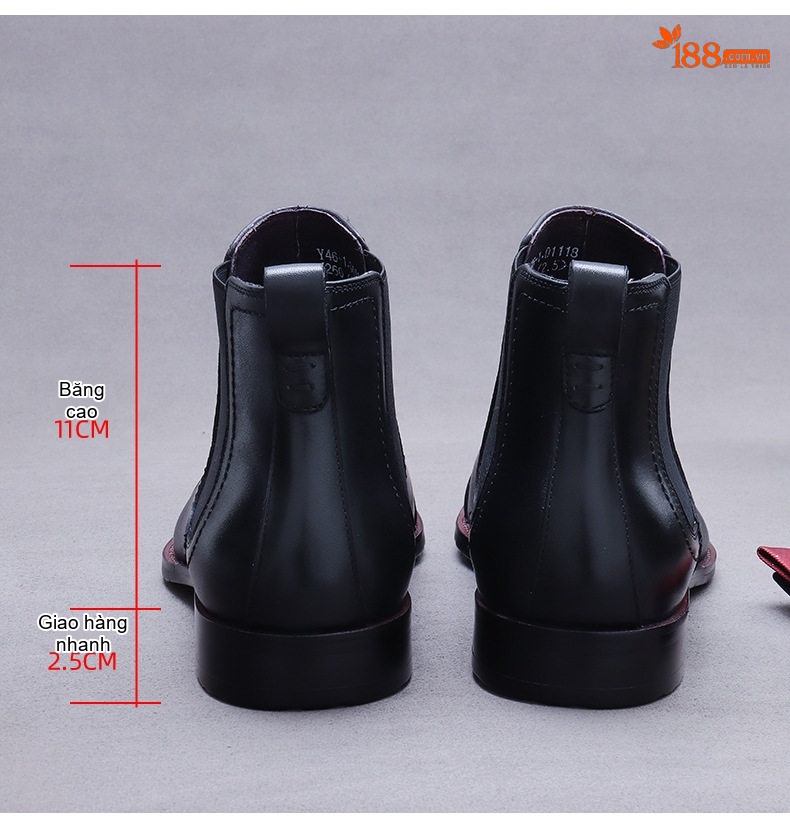 Giày Boot Martin Nam Da Bò Cao Cổ Chiều Cao Đế Khoảng 3cm Màu Đen, Nâu chi tiết 16