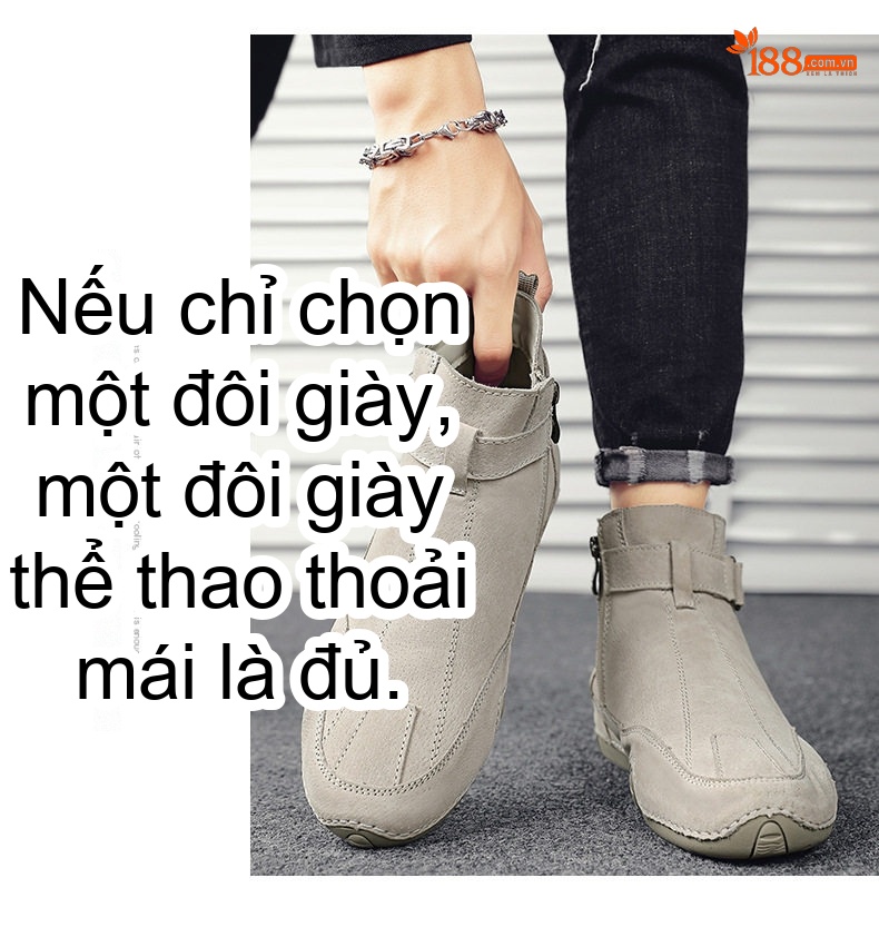 Giày Boot Martin Nam Da Mờ Cổ Cao Khóa Kéo Bên Hông Chiều Cao Đế Khoảng 3cm Màu Xám chi tiết 8
