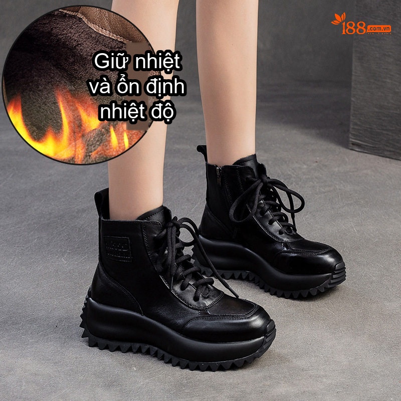 Giày Boot Martin Nữ Cổ Ngắn Đế Dày Phong Cách Anh Quốc Chiều Cao Đế Khoảng 5cm Màu Đen, Nâu