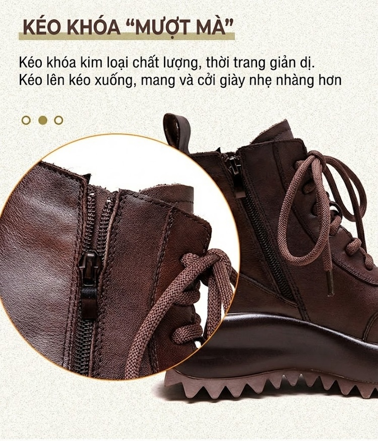 Giày Boot Martin Nữ Cổ Ngắn Đế Dày Phong Cách Anh Quốc Chiều Cao Đế Khoảng 5cm Màu Đen, Nâu chi tiết 6