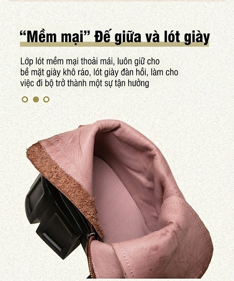 Giày Boot Martin Nữ Da Mờ Cổ Thấp Buộc Dây Chiều Cao Đế Khoảng 6cm Màu Đen, Nâu chi tiết 6