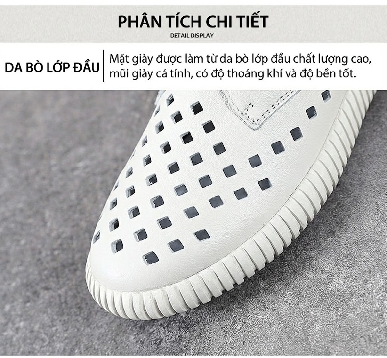 Giày Boot Martin Nữ Da Thật Lưới Thoáng Khí Chiều Cao Đế Khoảng 3cm Màu Đen, Trắng chi tiết 4