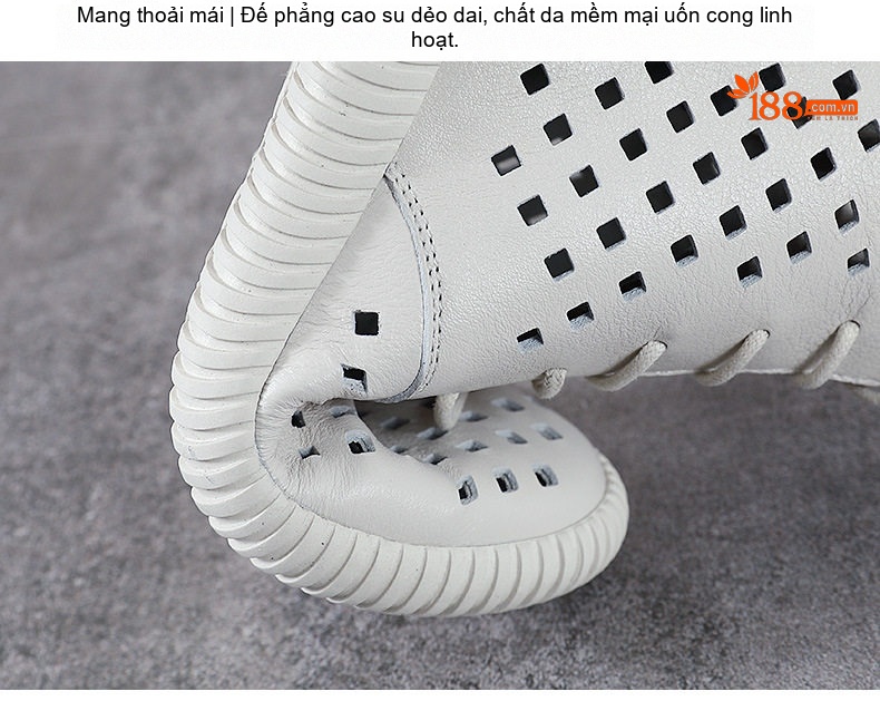 Giày Boot Martin Nữ Da Thật Lưới Thoáng Khí Chiều Cao Đế Khoảng 3cm Màu Đen, Trắng chi tiết 8