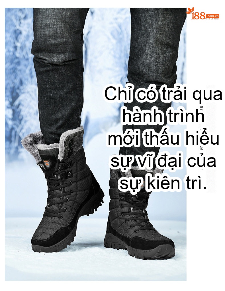 Giày Boot Nam Cao Cổ Lót Lông Giữ Ấm Đi Tuyết Chiều Cao Đế Khoảng 4cm Màu Đen, Xám chi tiết 10