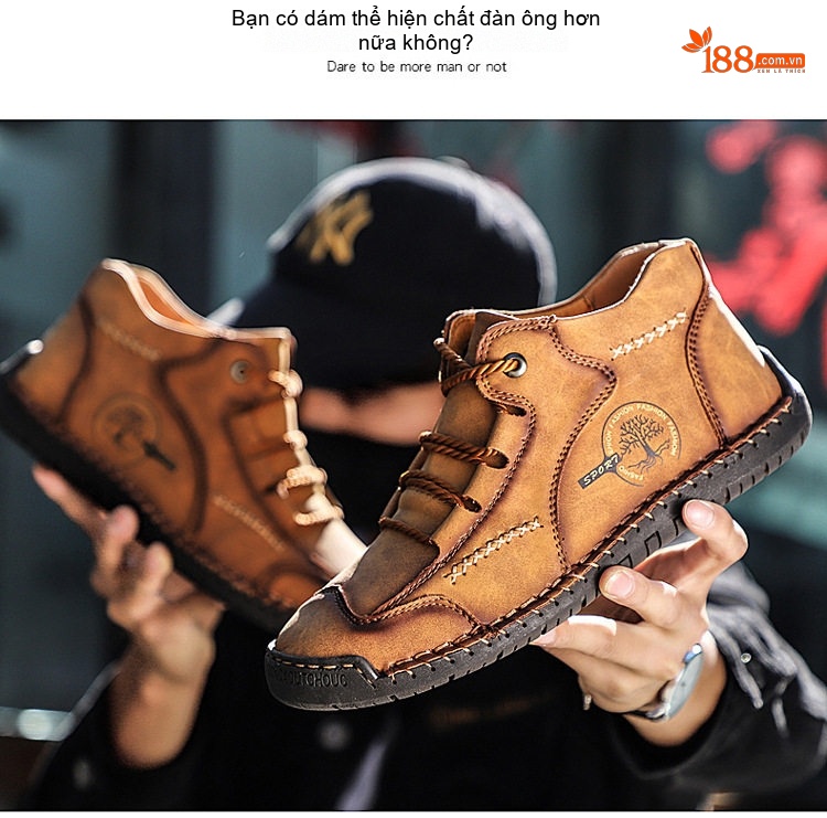 Giày Boot Nam Cổ Cao Da Mờ Chiều Cao Đế Khoảng 2cm Màu Nâu, Đen, Xanh Lá, Xanh Dương... chi tiết 14