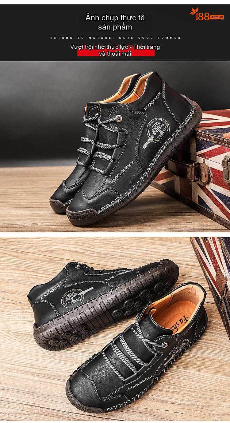 Giày Boot Nam Cổ Cao Da Mờ Chiều Cao Đế Khoảng 2cm Màu Nâu, Đen, Xanh Lá, Xanh Dương... chi tiết 17
