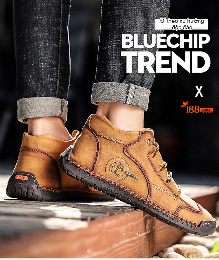 Giày Boot Nam Cổ Cao Da Mờ Chiều Cao Đế Khoảng 2cm Màu Nâu, Đen, Xanh Lá, Xanh Dương... chi tiết 1