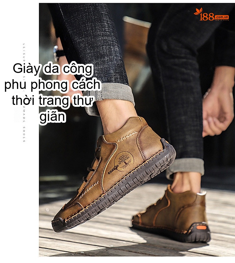 Giày Boot Nam Cổ Cao Da Mờ Chiều Cao Đế Khoảng 2cm Màu Nâu, Đen, Xanh Lá, Xanh Dương... chi tiết 2