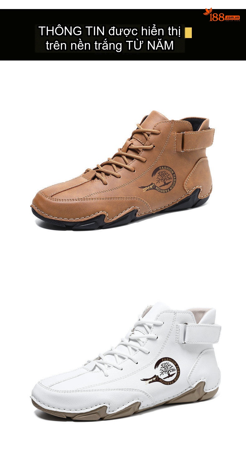 Giày Boot Nam Cổ Cao Da Mờ Lót Lông Chiều Cao Đế Khoảng 3cm Màu Nâu, Trắng, Xanh... chi tiết 40
