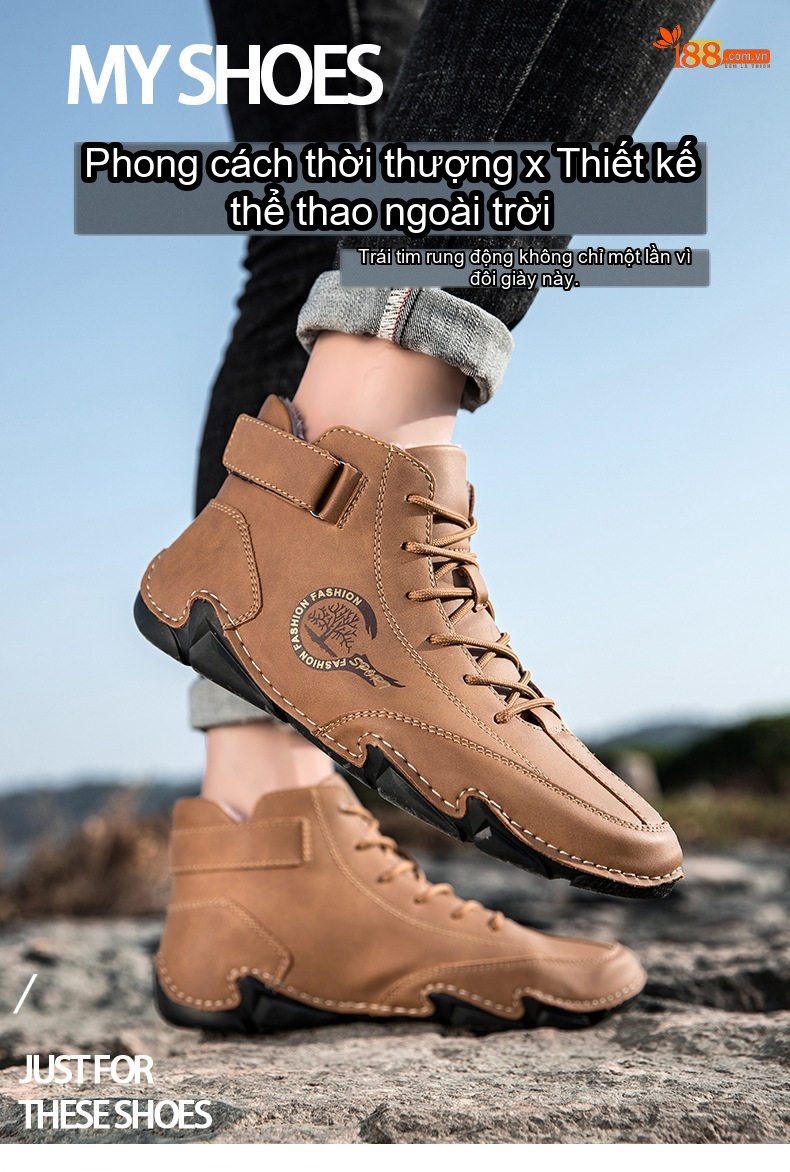 Giày Boot Nam Cổ Cao Da Mờ Lót Lông Chiều Cao Đế Khoảng 3cm Màu Nâu, Trắng, Xanh... chi tiết 1