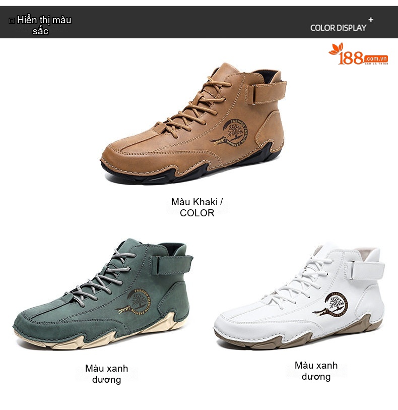Giày Boot Nam Cổ Cao Da Mờ Lót Lông Chiều Cao Đế Khoảng 3cm Màu Nâu, Trắng, Xanh... chi tiết 4
