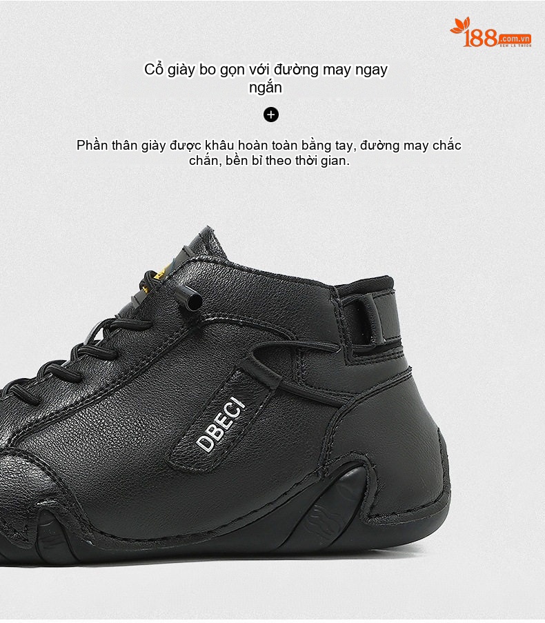 Giày Boot Nam Cổ Cao Da Thật Phong Cách Casual Chiều Cao Đế Khoảng 3cm Màu Nâu, Đen, Xám chi tiết 7