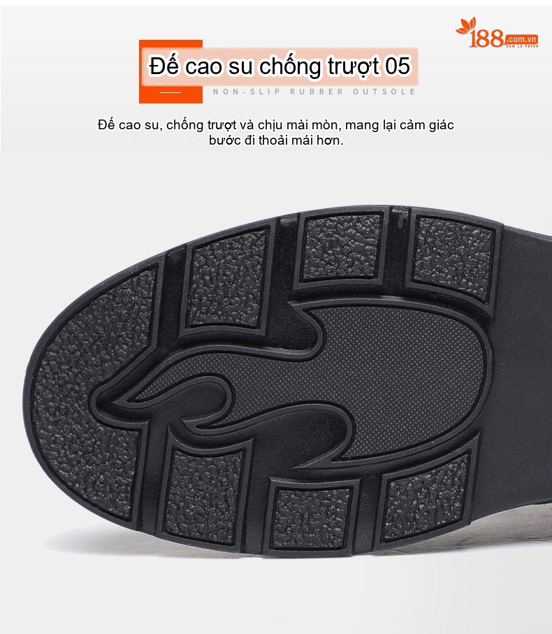 Giày Boot Nam Da Bò Lót Lông Cừu Cao Cổ Chiều Cao Đế Khoảng 3cm Màu Nâu, Đen chi tiết 10