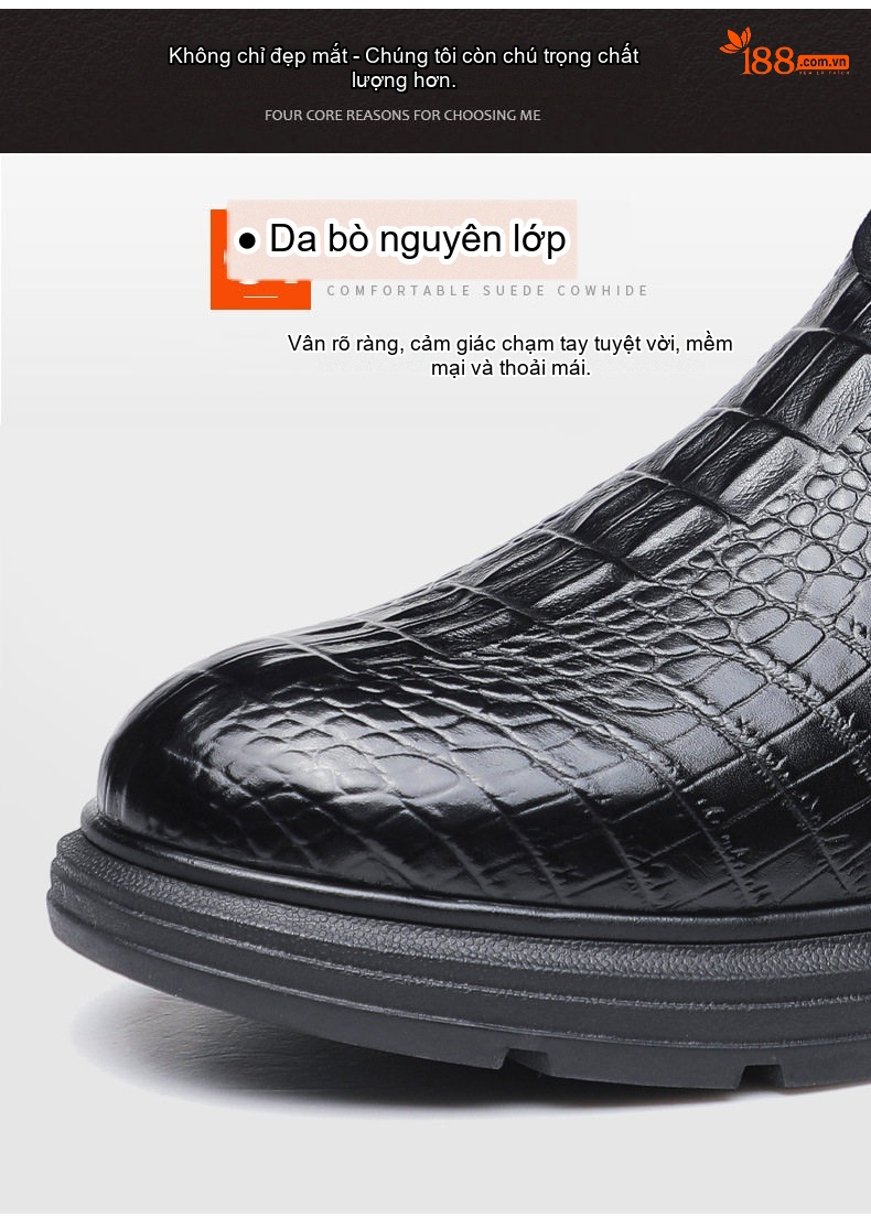 Giày Boot Nam Da Bò Lót Lông Cừu Cao Cổ Chiều Cao Đế Khoảng 3cm Màu Nâu, Đen chi tiết 7