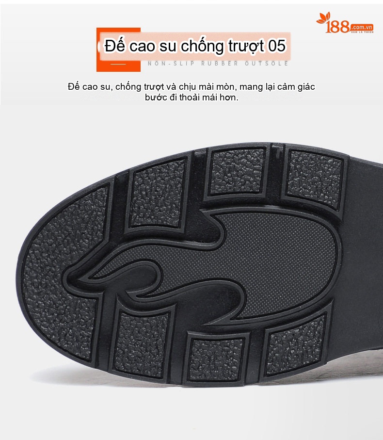 Giày Boot Nam Da Bò Lót Lông Cừu Giữ Ấm Chiều Cao Đế Khoảng 3cm Màu Nâu, Đen chi tiết 7