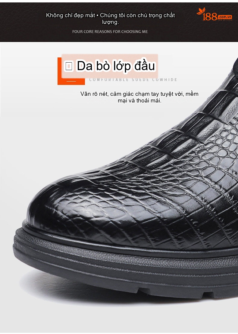 Giày Boot Nam Da Bò Lót Lông Cừu Giữ Ấm Chiều Cao Đế Khoảng 3cm Màu Nâu, Đen chi tiết 8