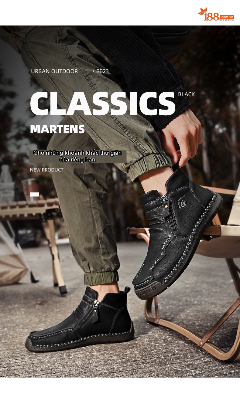 Giày Boot Nam Da Mờ Cao Cổ Khóa Zip Chiều Cao Đế Khoảng 3cm Màu Nâu, Đen chi tiết 21