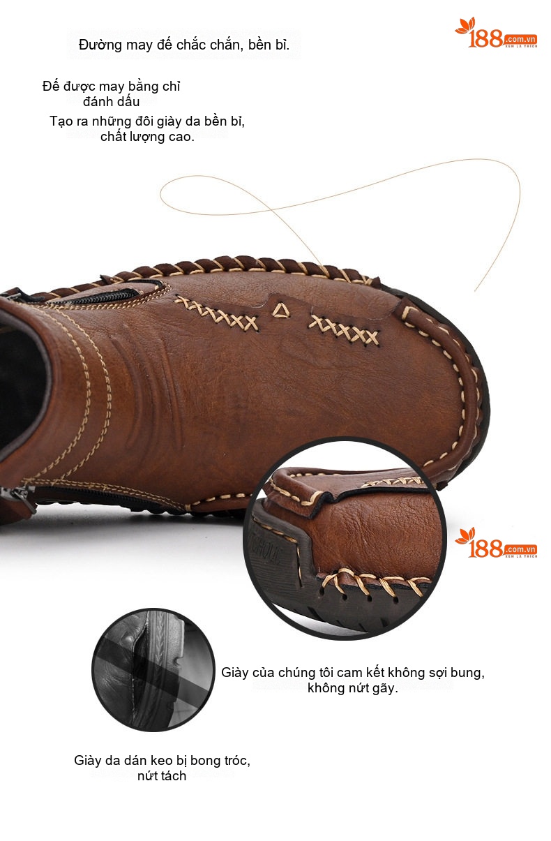 Giày Boot Nam Da Mờ Cao Cổ Khóa Zip Chiều Cao Đế Khoảng 3cm Màu Nâu, Đen chi tiết 5