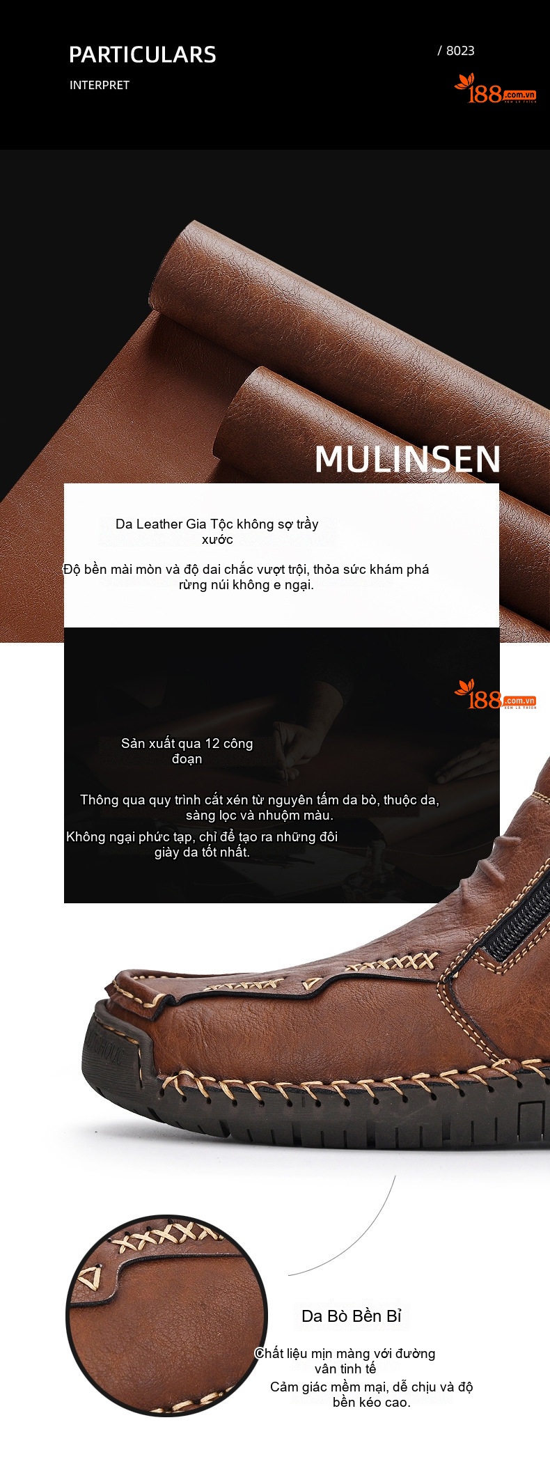 Giày Boot Nam Da Mờ Cao Cổ Khóa Zip Chiều Cao Đế Khoảng 3cm Màu Nâu, Đen chi tiết 24