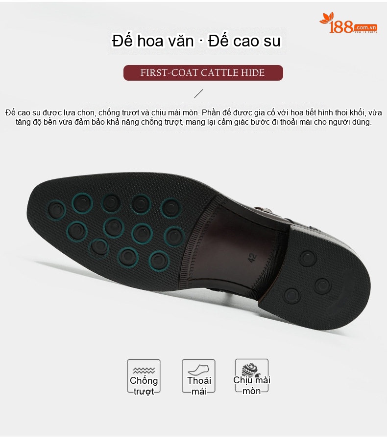 Giày Boot Nam Da Thật Cổ Cao Khóa Kéo Bên Hông Chiều Cao Đế Khoảng 3cm Màu Đen, Nâu Đỏ chi tiết 9