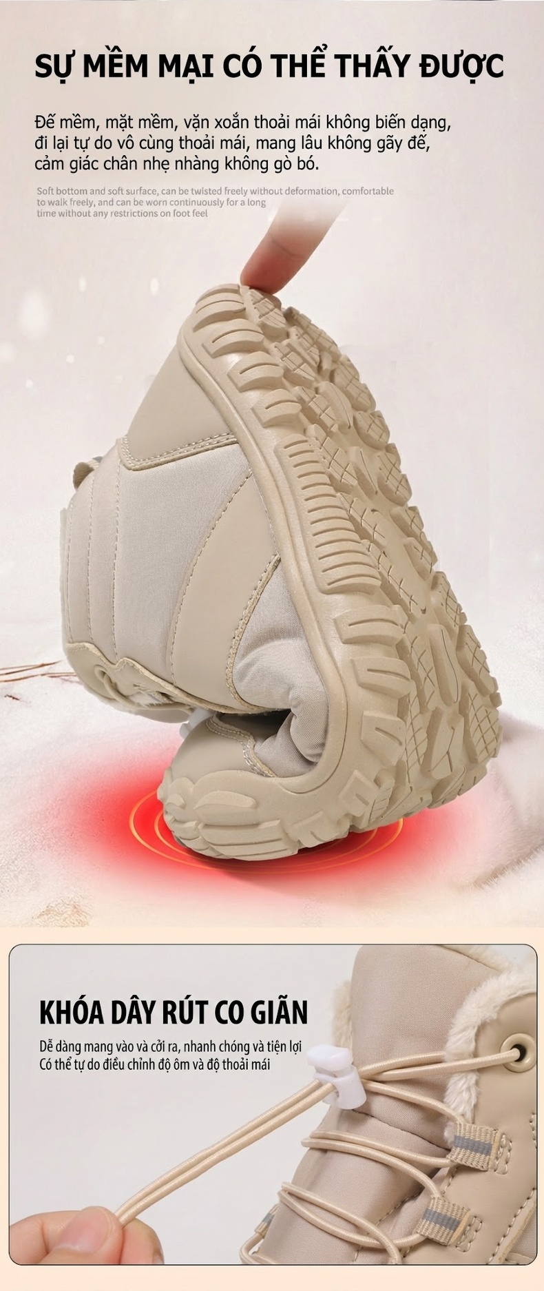 Giày Boot Nam Cổ Cao Lót Lông Giữ Ấm Đế Cao 2cm chi tiết 1