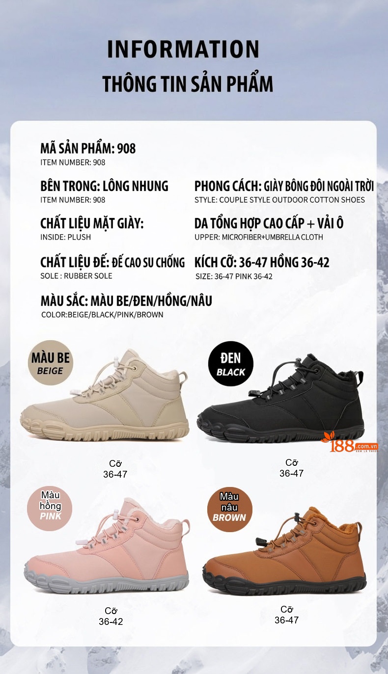 Giày Boot Nam Cổ Cao Lót Lông Giữ Ấm Đế Cao 2cm chi tiết 34