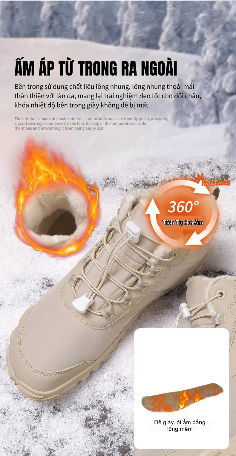 Giày Boot Nam Cổ Cao Lót Lông Giữ Ấm Đế Cao 2cm chi tiết 36