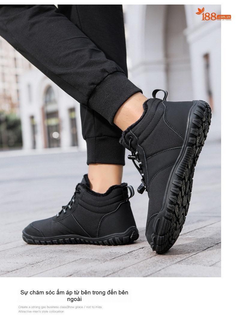 Giày Boot Nam Cổ Cao Lót Lông Giữ Ấm Đế Cao 2cm chi tiết 7