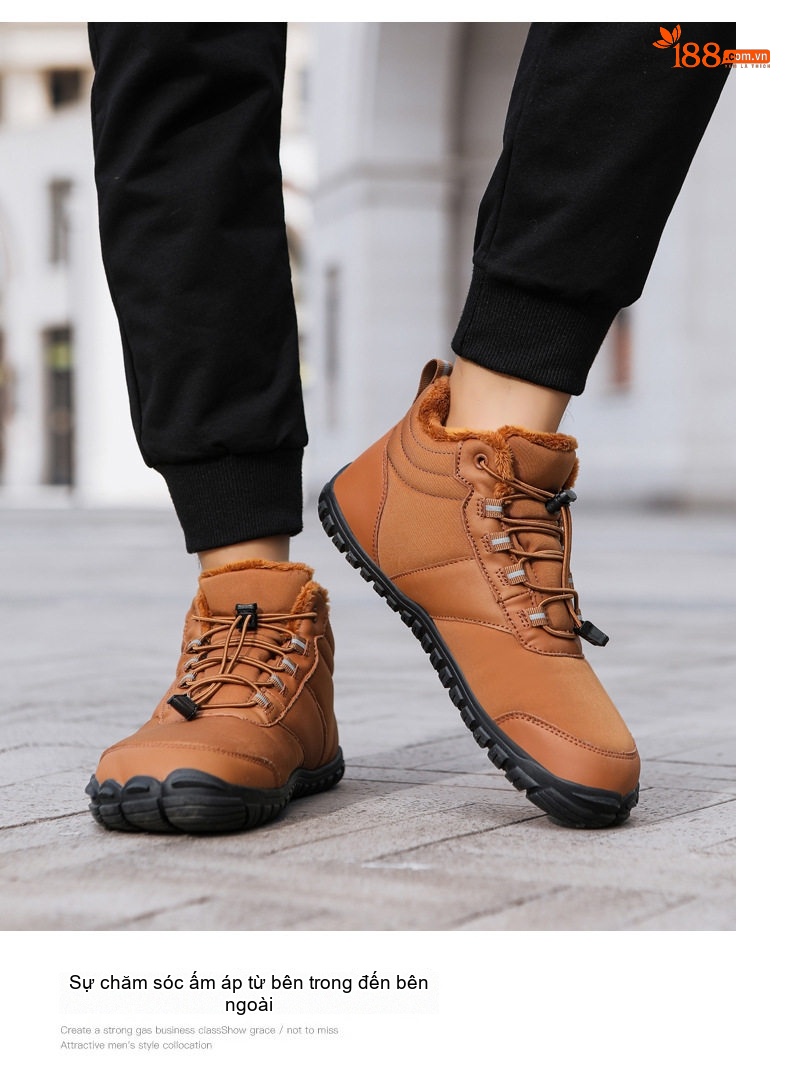 Giày Boot Nam Cổ Cao Lót Lông Giữ Ấm Đế Cao 2cm chi tiết 9