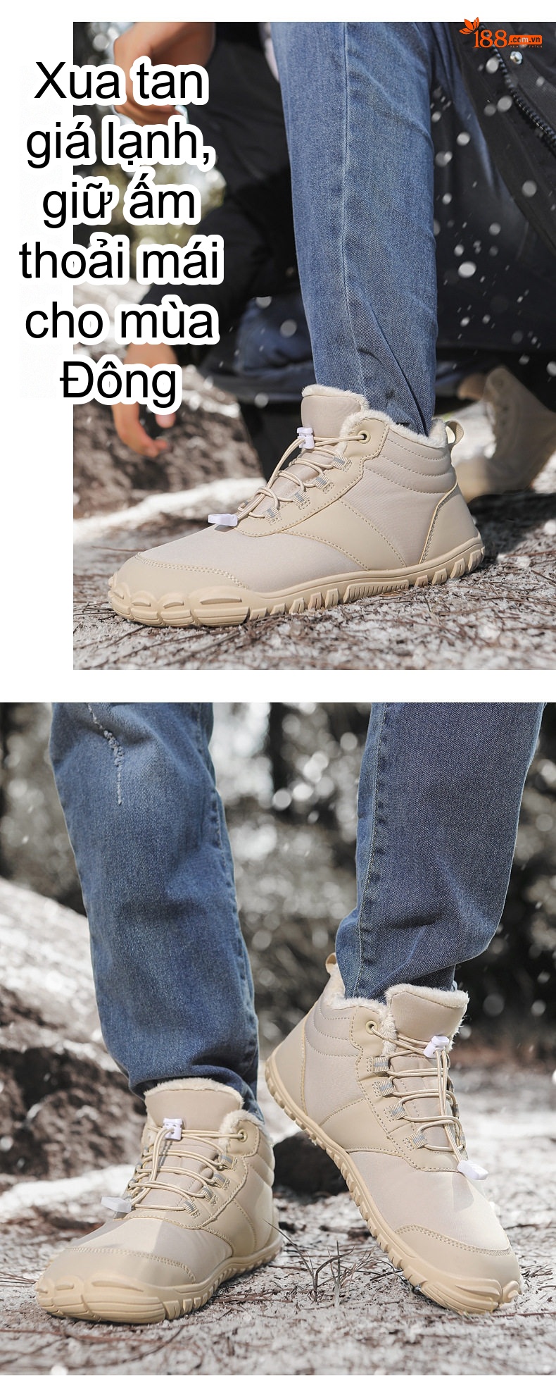 Giày Boot Nam Cổ Cao Lót Lông Giữ Ấm Đế Cao 2cm chi tiết 14