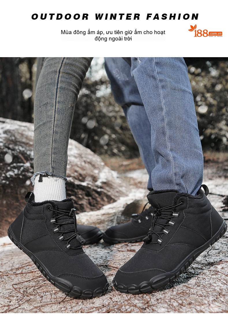 Giày Boot Nam Cổ Cao Lót Lông Giữ Ấm Đế Cao 2cm chi tiết 16