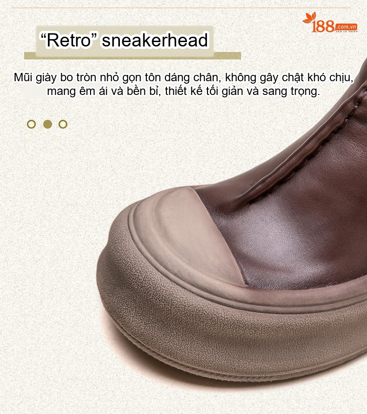 Giày Boot Nữ Cao Cổ Da Bóng Đế Dày Chiều Cao Đế Khoảng 5cm Màu Nâu chi tiết 5