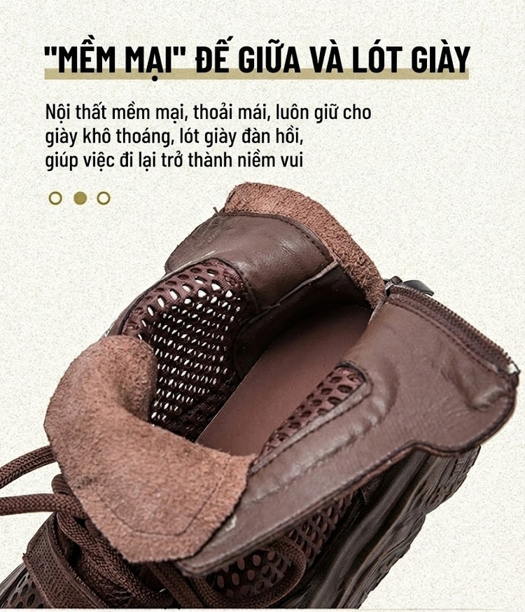 Giày Boot Nữ Cao Cổ Dây Rút Lưới Thoáng Khí Phong Cách Retro Chiều Cao Đế Khoảng 5cm Màu Đen, Nâu chi tiết 7