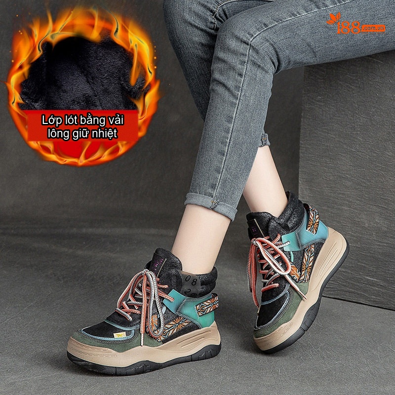 Giày Boot Nữ Cao Cổ Đế Dày Chiều Cao Đế Khoảng 5cm Lót Lông Ấm Áp Màu Xám, Đen, Xanh...