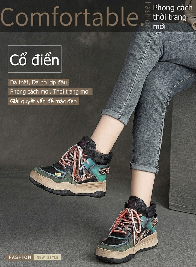 Giày Boot Nữ Cao Cổ Đế Dày Chiều Cao Đế Khoảng 5cm Lót Lông Ấm Áp Màu Xám, Đen, Xanh... chi tiết 1