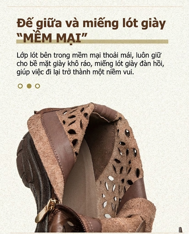 Giày Boot Nữ Cao Cổ Đế Dày Khoảng 3cm Phong Cách La Mã Khoét Lỗ Màu Nâu, Xám chi tiết 6