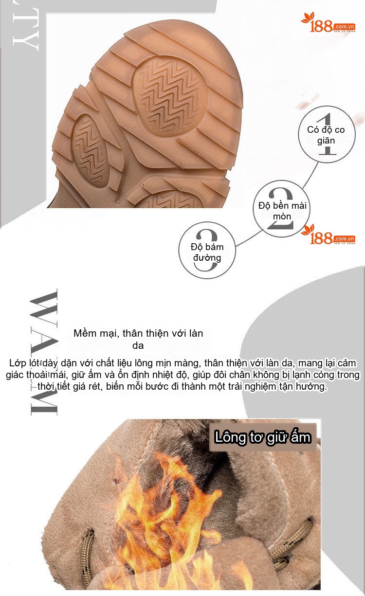 Giày Boot Nữ Cổ Cao Đế Dày Phong Cách Retro Chiều Cao Đế Khoảng 5cm Màu Nâu, Đen, Xám, Tím... chi tiết 4
