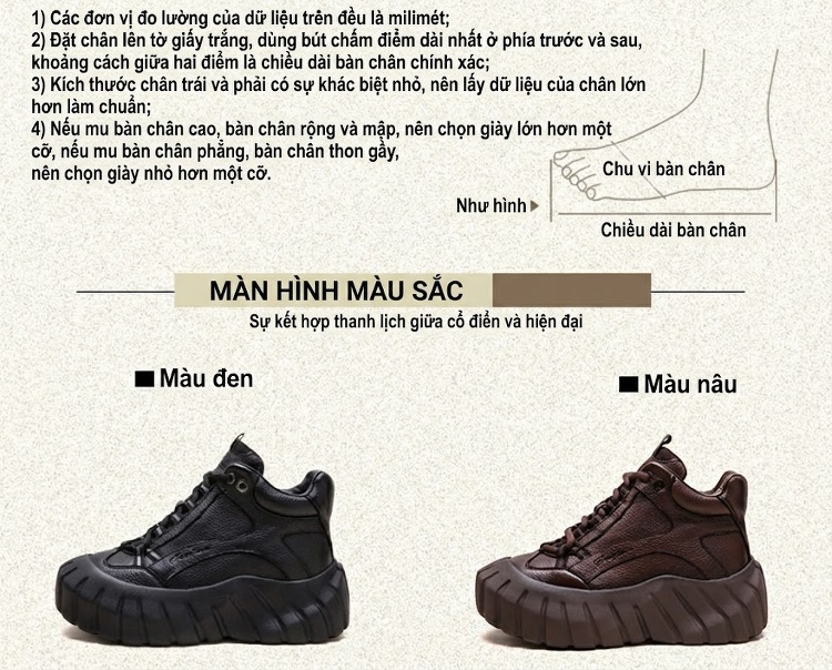 Giày Boot Nữ Cổ Ngắn Da Bò Đế Dày Chiều Cao Khoảng 6cm Màu Đen, Nâu chi tiết 3